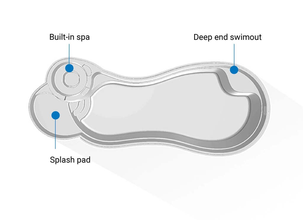 An overview of the key features of The Allure fiberglass pool shape